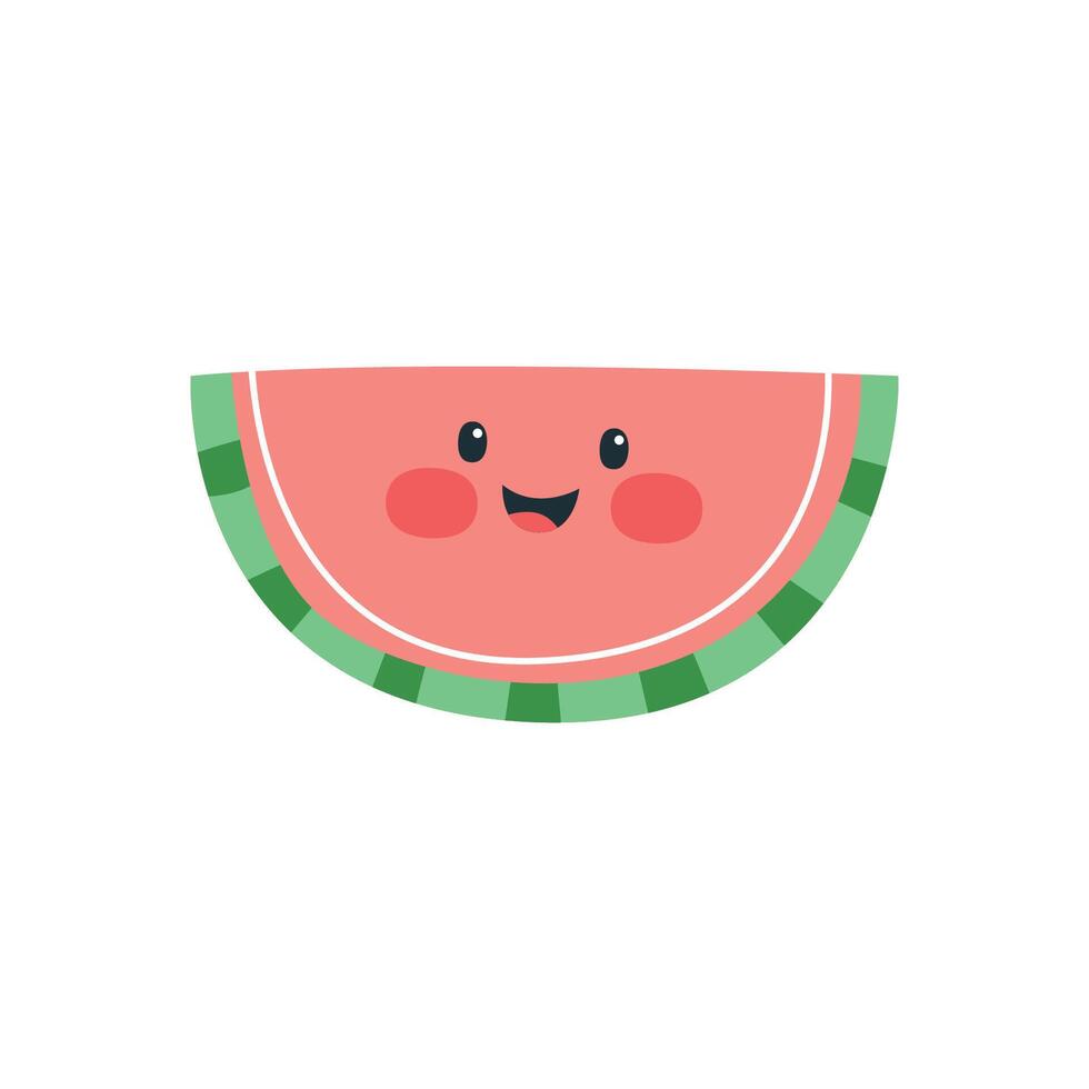 Cute Cartoon Watermelon Slice with Happy Face Summer Illustration vector