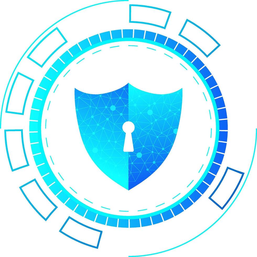 Cyber Security Shield with Digital Lock Icon. Technology Shield for Data Protection and Privacy. Digital Network Security vector