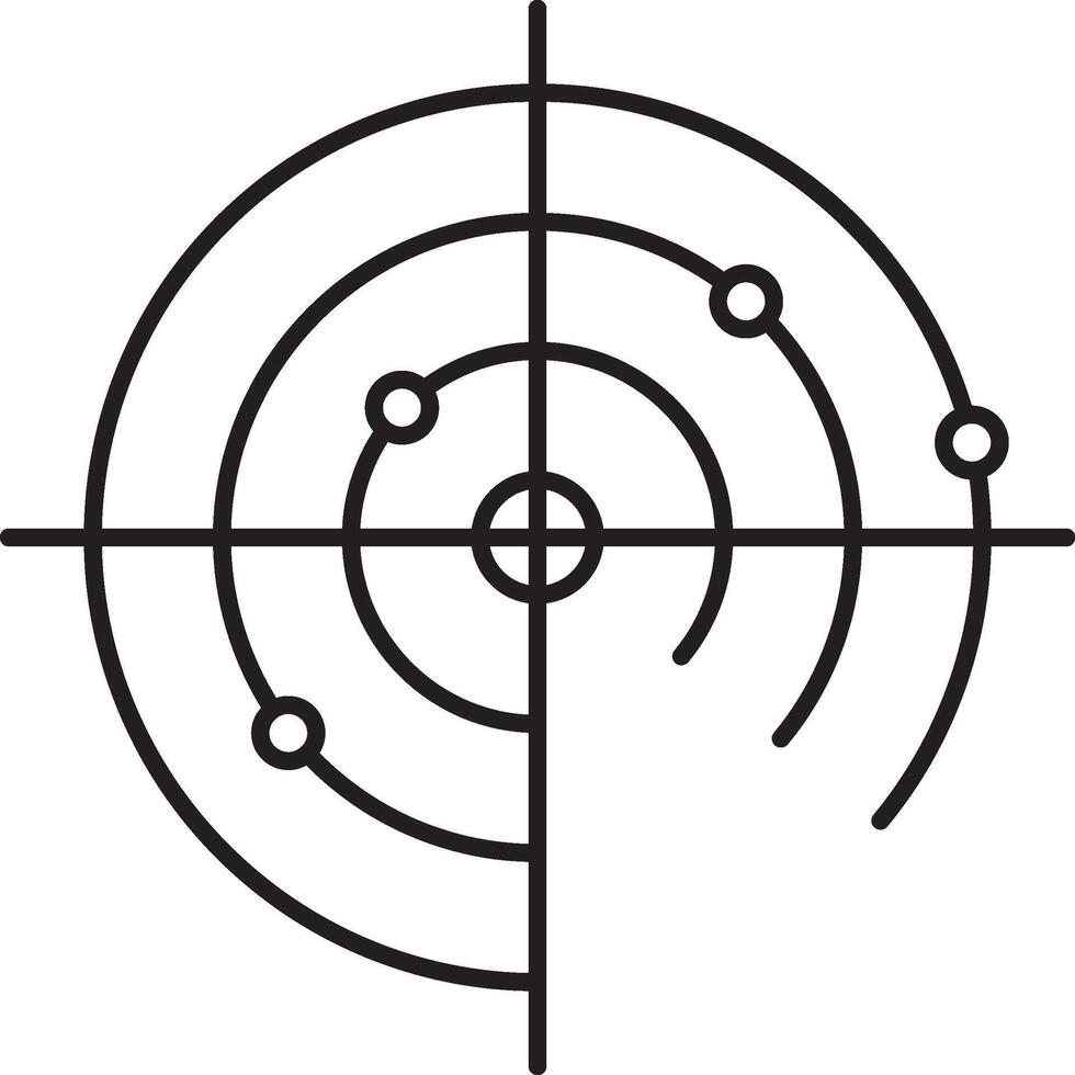 Radar icon. Radar screen icon. Designed in a clean and minimal style for use in technology, mapping, and digital scanning themes. vector