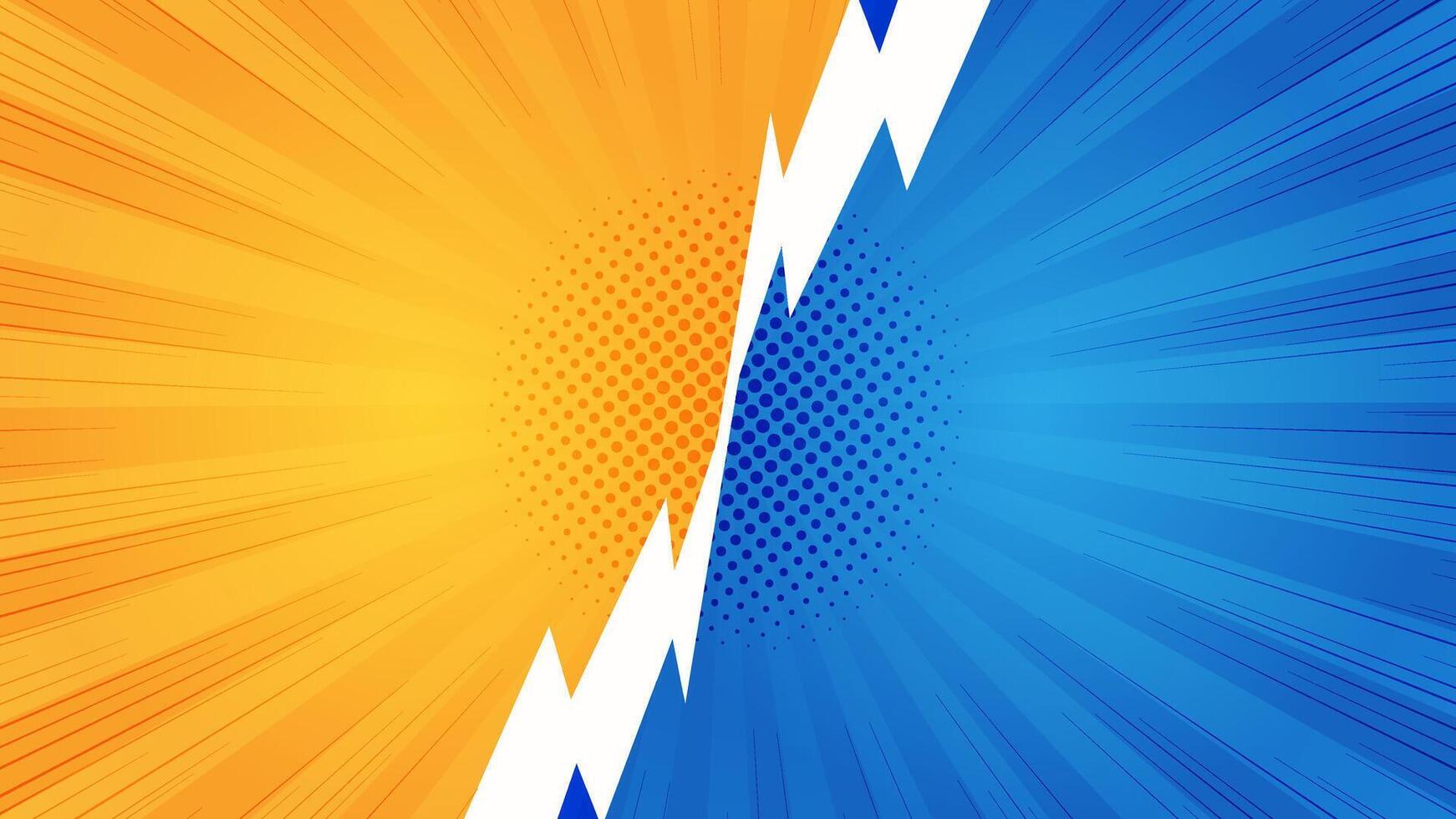 Versus comic background. Vs comic book clash frames. Versus concept background with yellow and blue split lightning vector