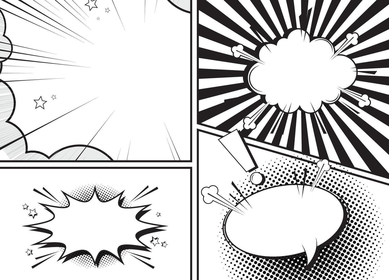 Comic speech bubbles and comic strip. Retro Comic Book Speech Bubbles. vector