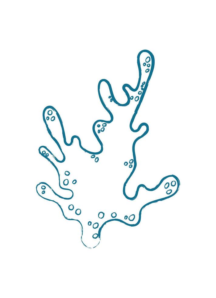 Seaweed plant silhouette doodle. Aquatic flora shape in the ocean. Underwater marine life, flat texture, potential for stickers and decorative uses. vector