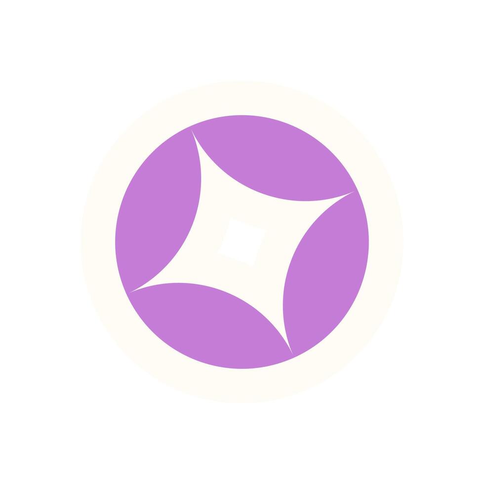Brutalist abstract element sticker. Modern geometric figure in bold shape. This minimalist element features a star within a circle and triangle. Flat style with y2k aesthetic, suitable for vector