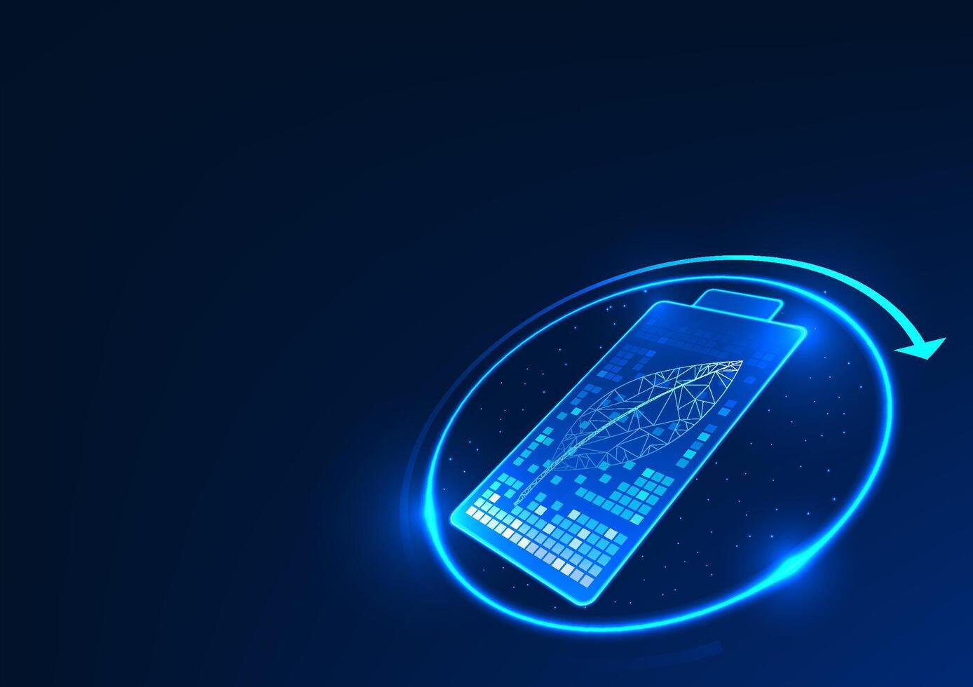 Battery with leaves inside represents the integration of technology with clean energy to create environmentally friendly energy, the concept of green energy and sustainable development. vector