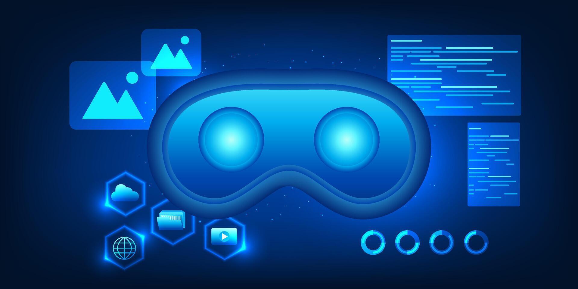 VR and AR glasses that demonstrate the workings of virtual reality technology represent the integration of the digital world with the real world for a cutting-edge user experience. vector