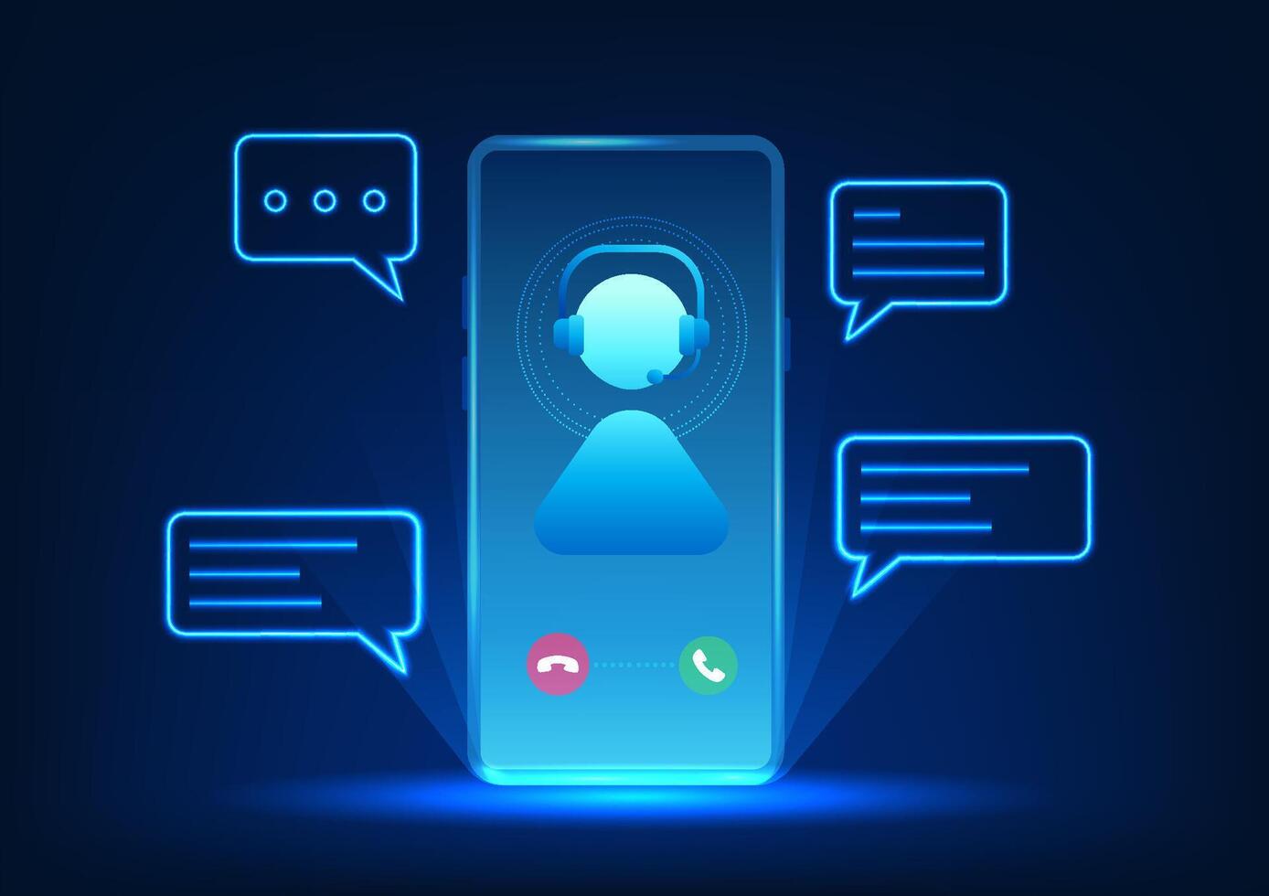 Smartphone service technology with call status display center icon, conveys fast and modern communication, real-time customer service, and facilitates business connections. vector