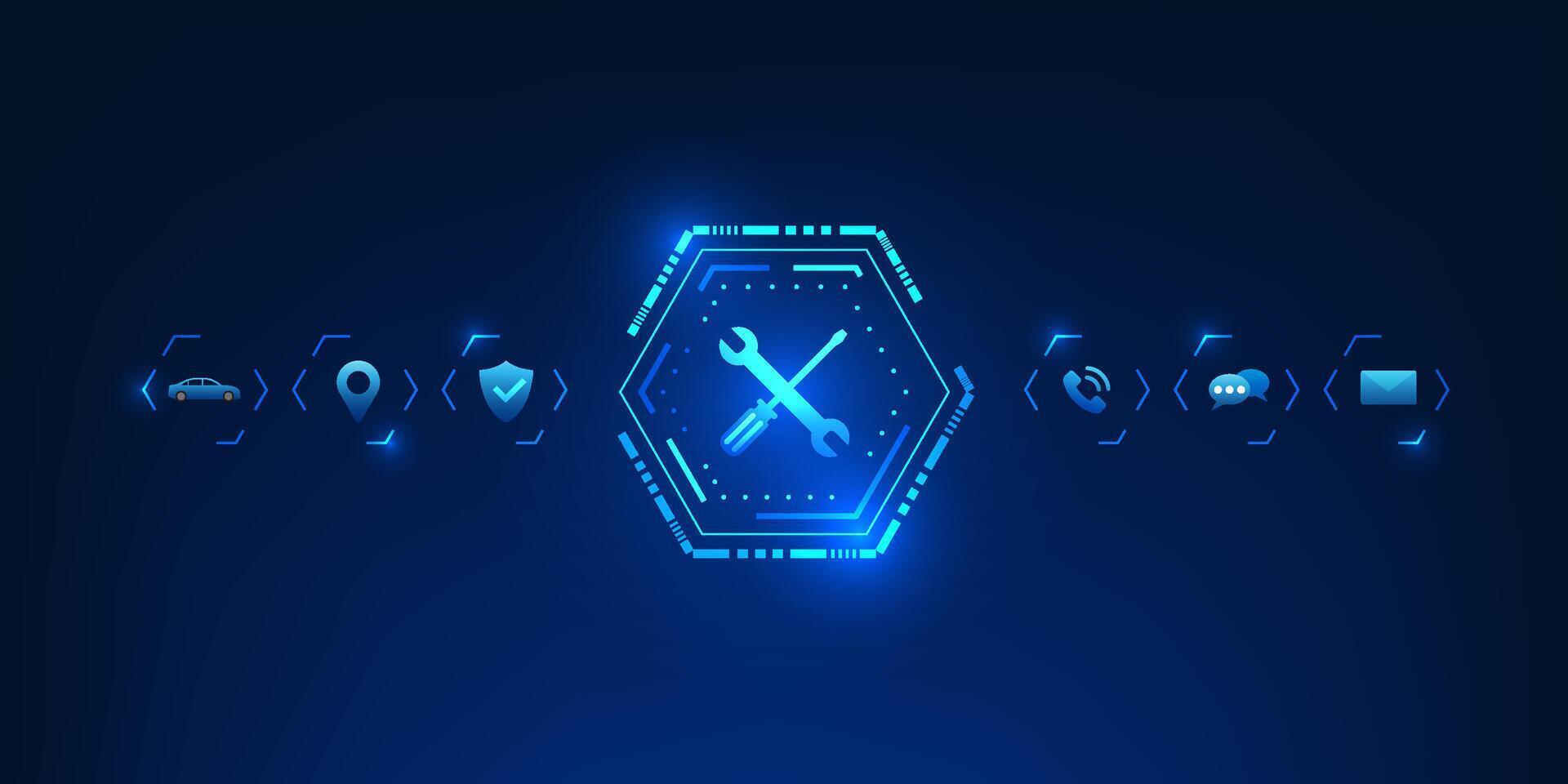 Service technology, service icon, communicates fast and modern communication, real-time customer service, accidents, insurance, and facilitates business connections. vector