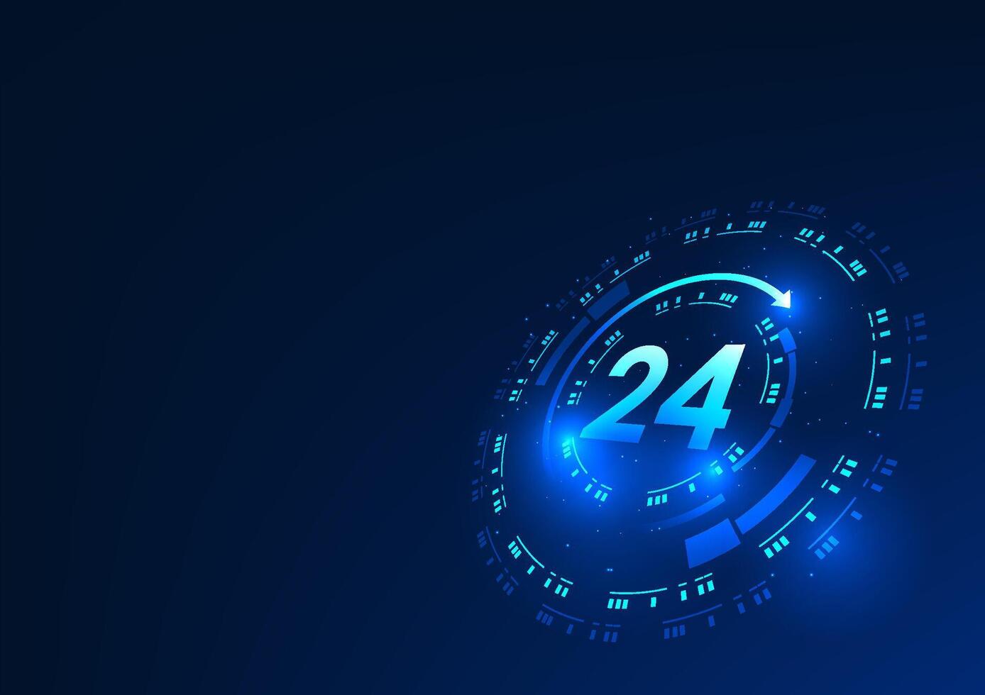 24 hours within the technology circle, meaning the service system can work 24 hours a day without relying on human labor, allowing businesses to provide continuous and efficient service to customers. vector