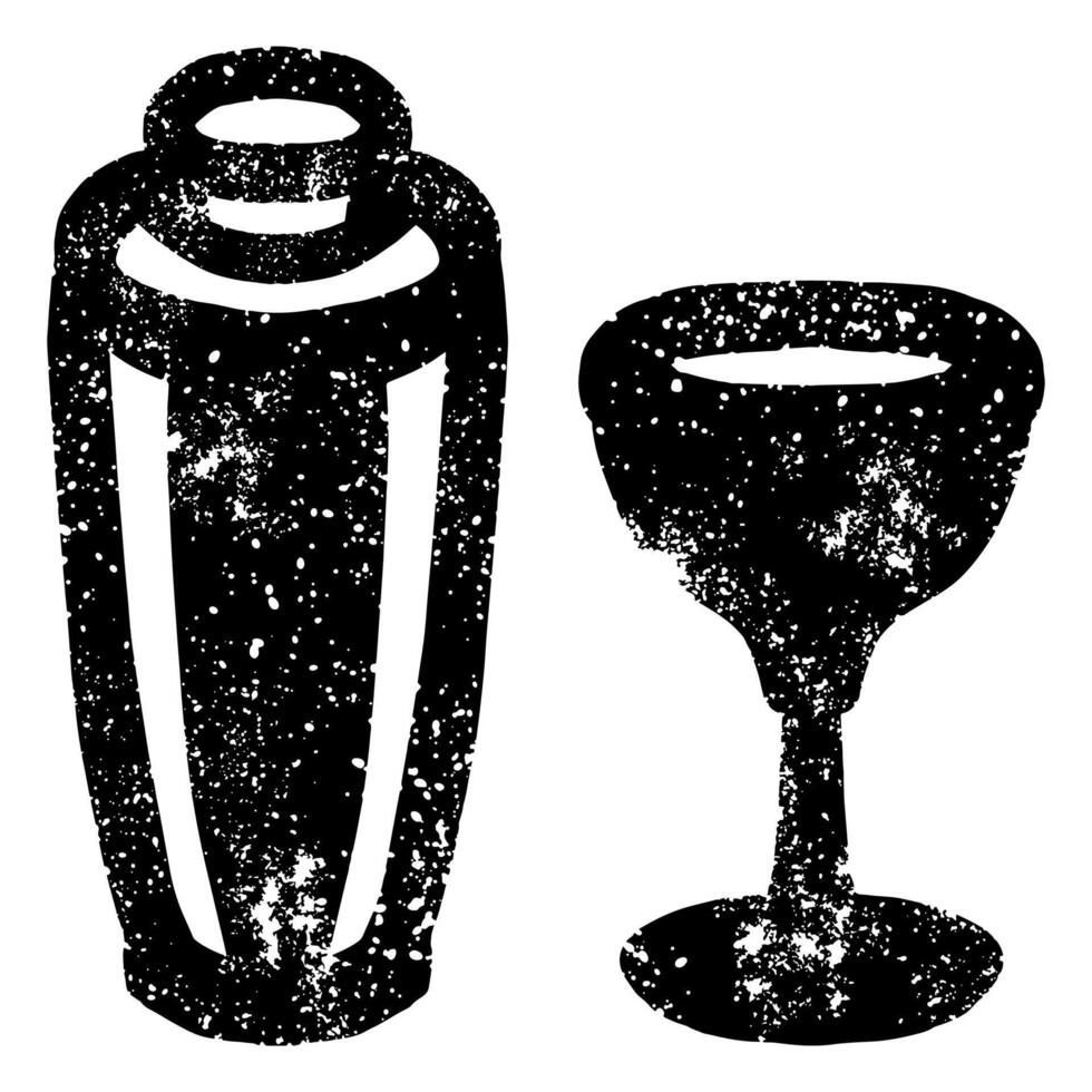Silhouette cocktail shaker with grunge texture vector