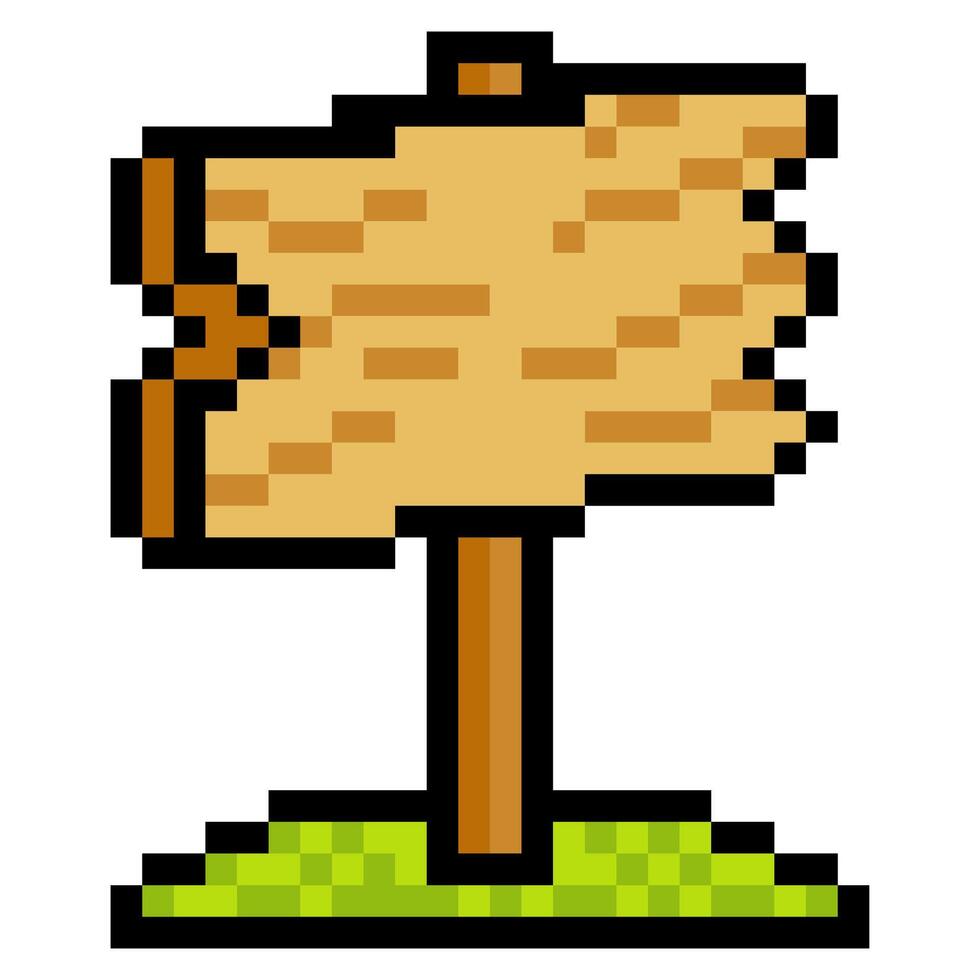 Wooden roadside sign in pixel art style vector