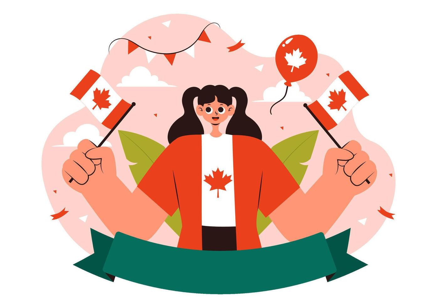 Cartoon Canada Day Background with Waving Flag for National Celebration vector