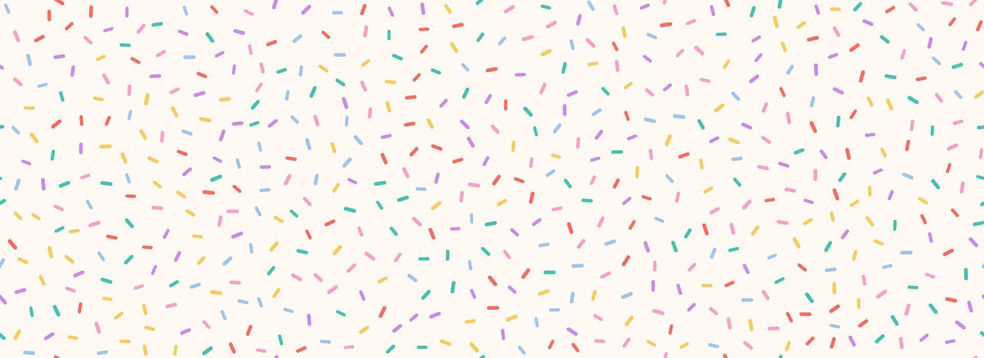 Cream donut sprinkles seamless pattern. Colorful candy cream background. Cake glaze icing overlay for decorative banner, poster, template. Cupcake or ice cream topping texture. vector