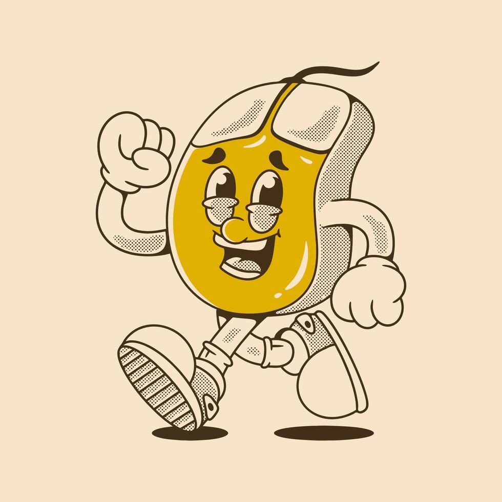 Cartoon Running Mouse Character with Fun Retro Comic Style Look vector