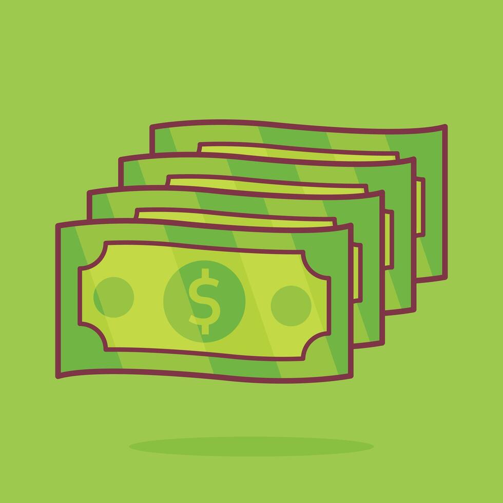 illustration of dollar bills neatly lined up vector