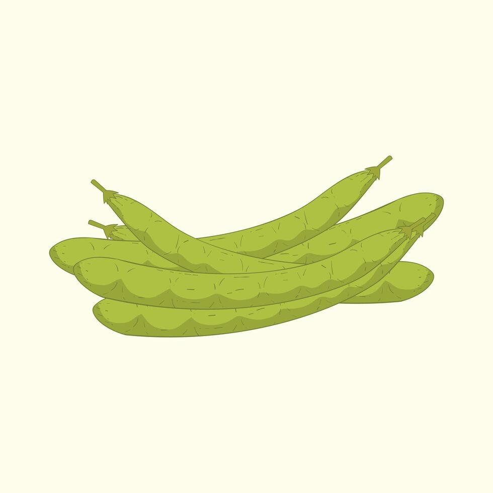Broad bean vegetables flat design cartoon illustration vector