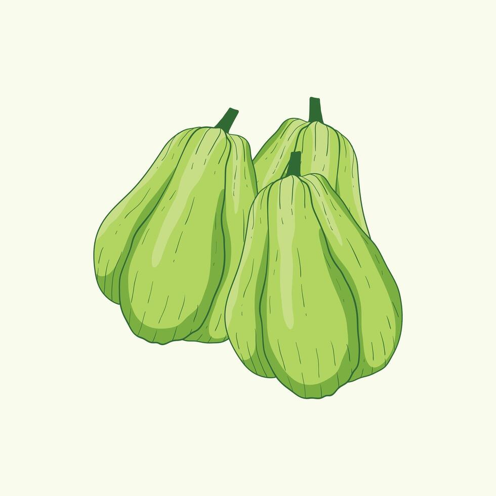 Choko vegetables flat design cartoon illustration vector