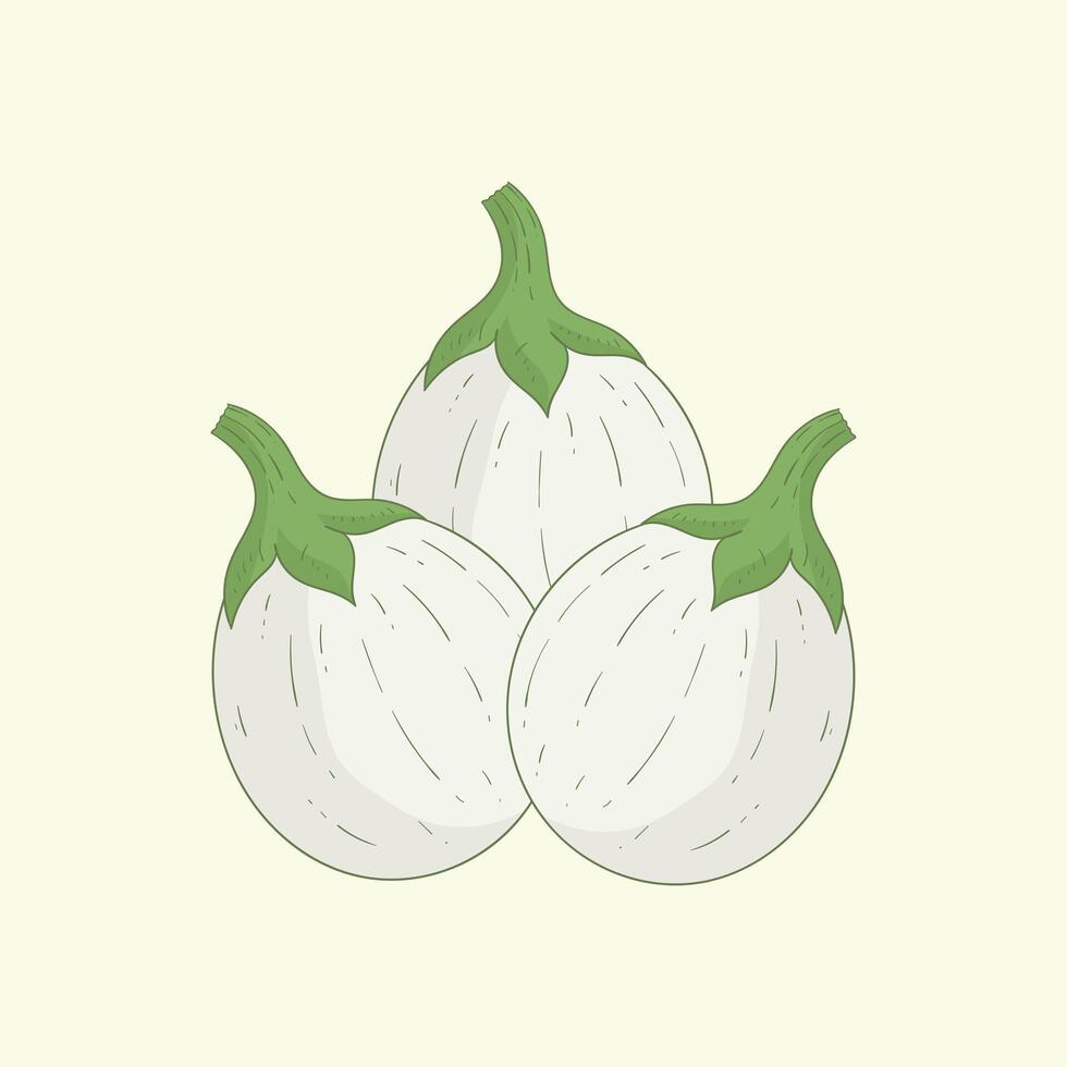 African eggplant vegetables flat design cartoon illustration vector