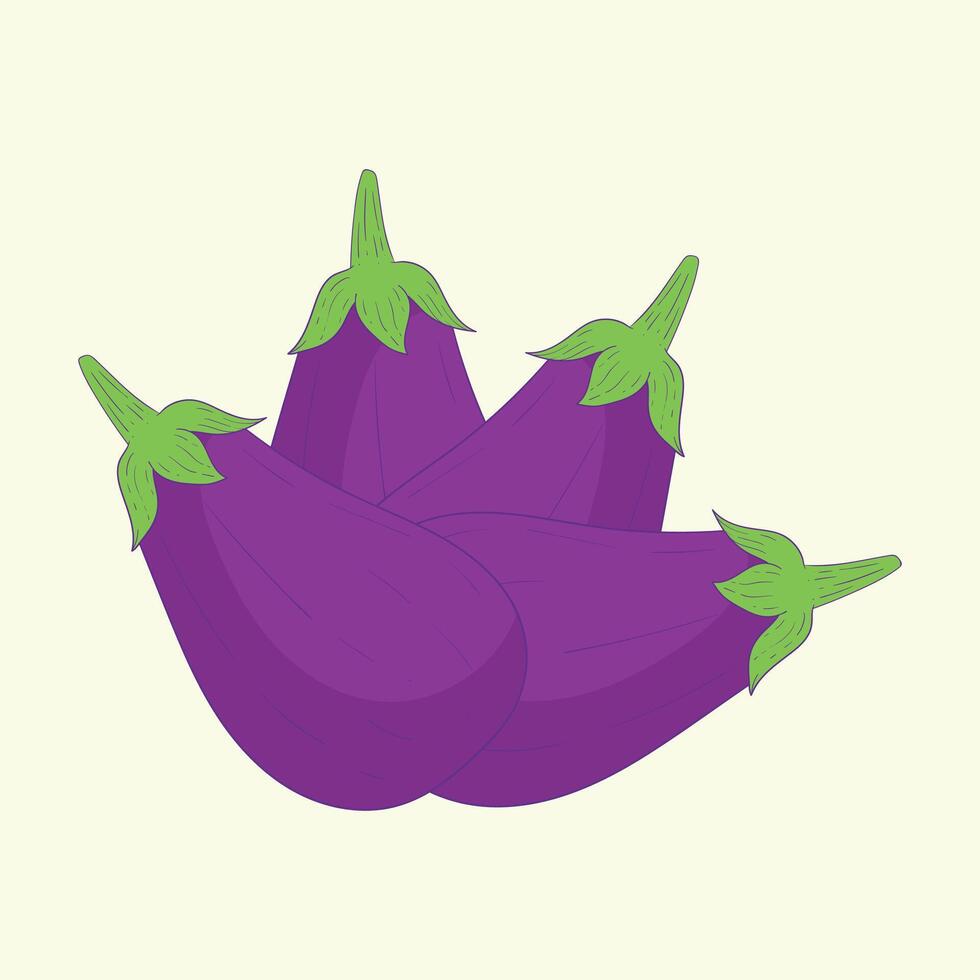 Aubergine vegetables flat design cartoon illustration vector