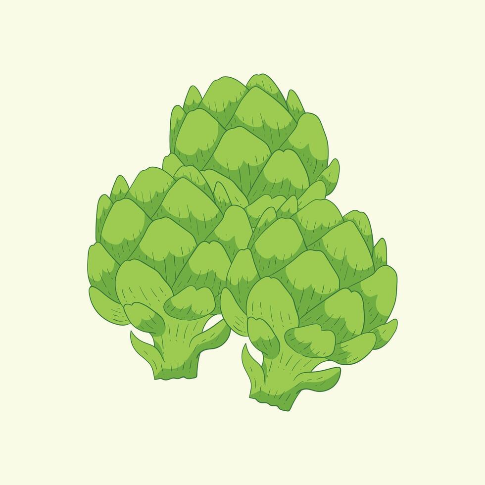 Artichoke vegetables flat design cartoon illustration vector