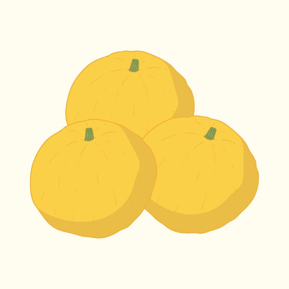 Yuzu fruit flat design cartoon icon illustration vector