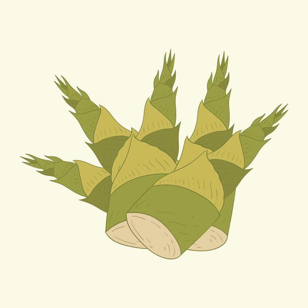 Bamboo shoot vegetables flat design cartoon illustration vector