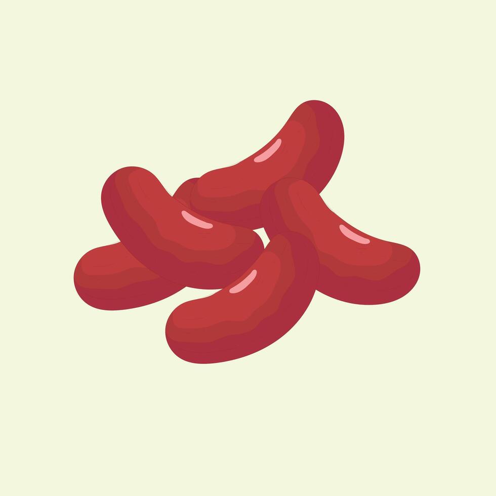 Kidney beans flat design cartoon icon illustration vector