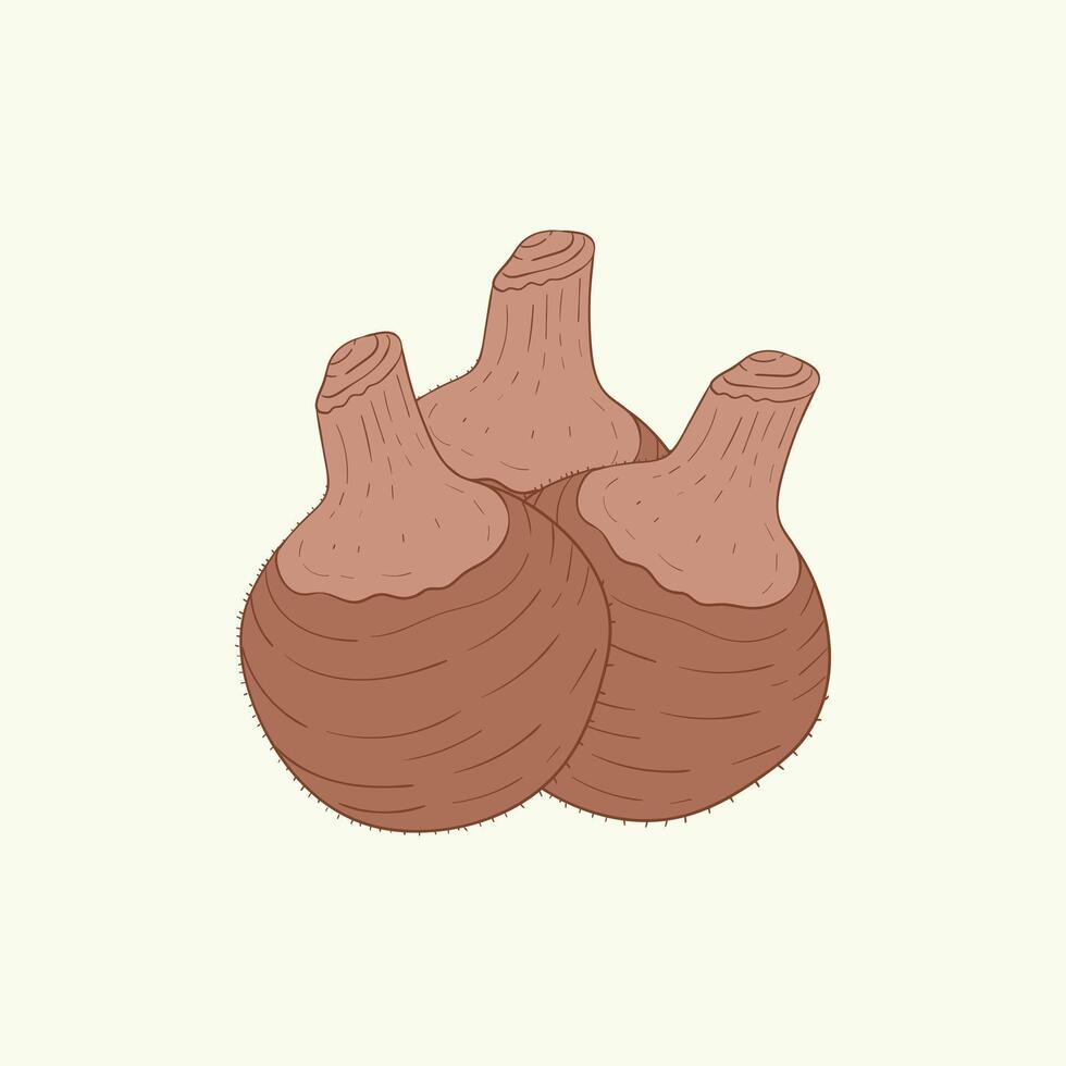 Dasheen vegetables flat design cartoon illustration vector