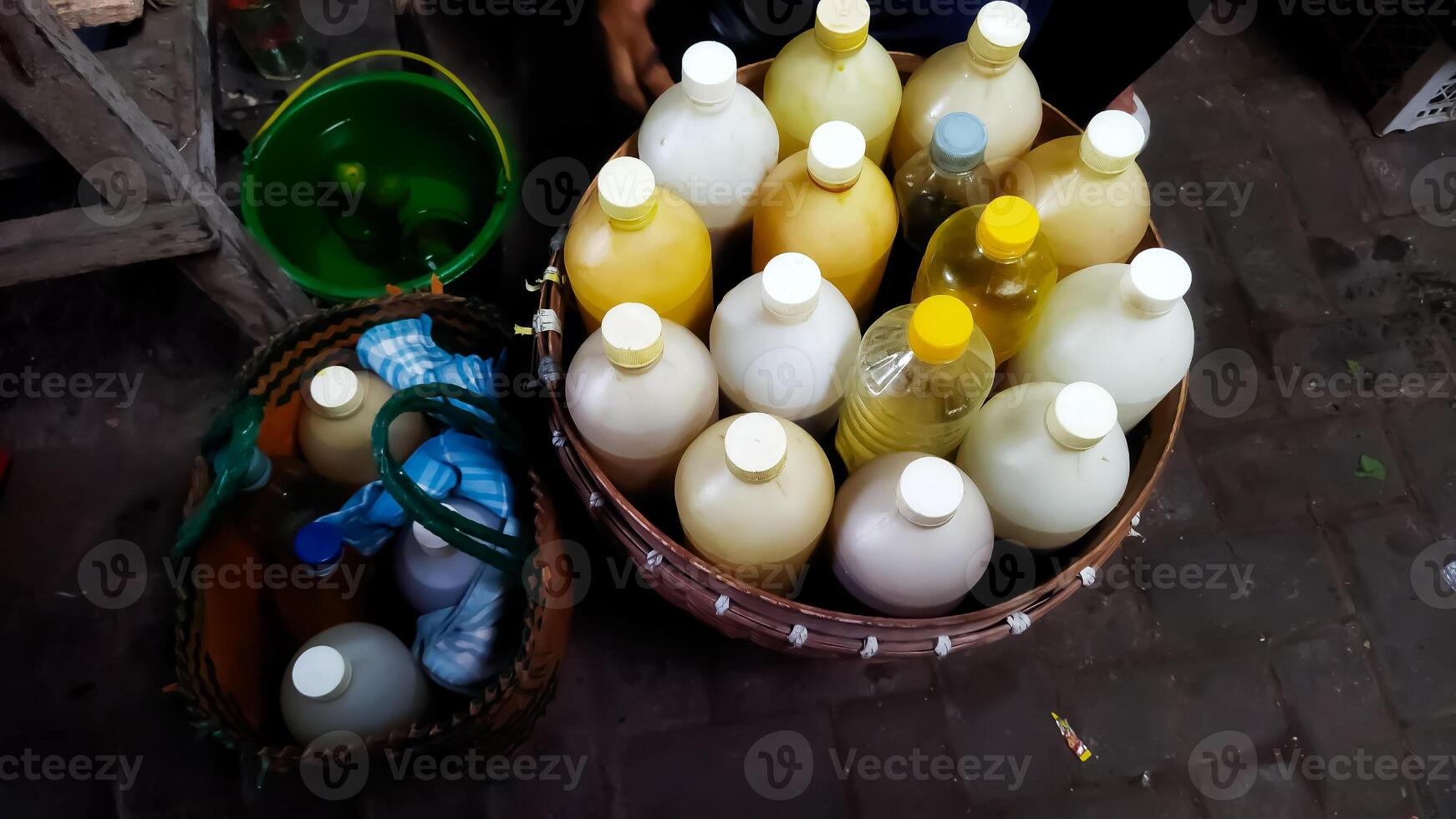 Jamu Gendong, traditional Indonesian herbal drink. Made from spices such as turmeric, ginger, aromatic ginger and so on that have properties for the health of the body. photo