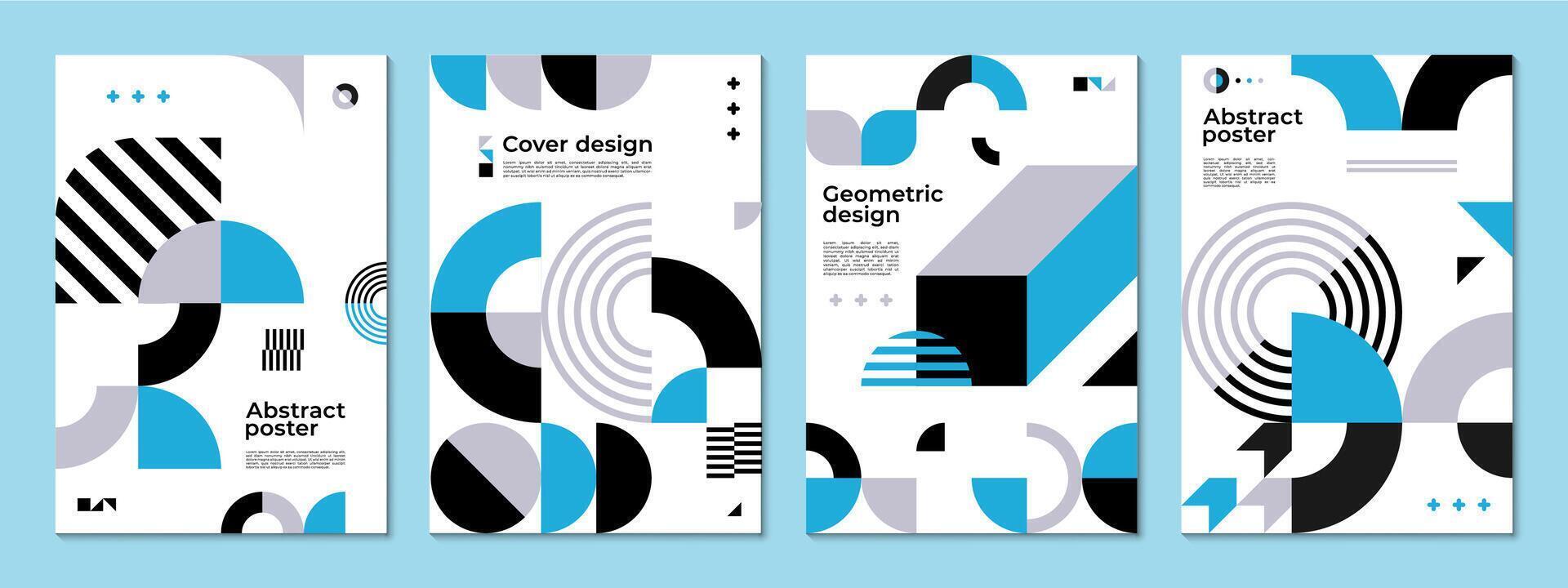 Abstract poster with geometric shapes and pattern vector