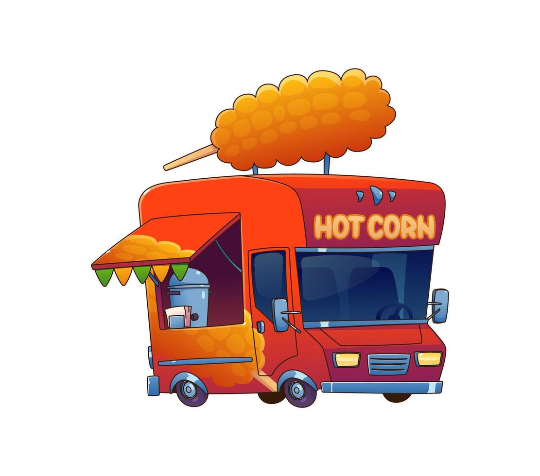 Food truck, festival street foodtruck of hot corn vector