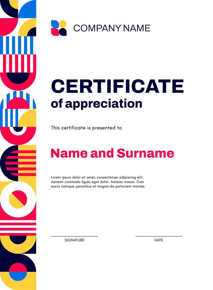 Business certificate with geometric pattern border vector