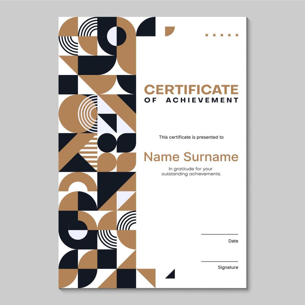 Certificate template with golden geometric pattern vector