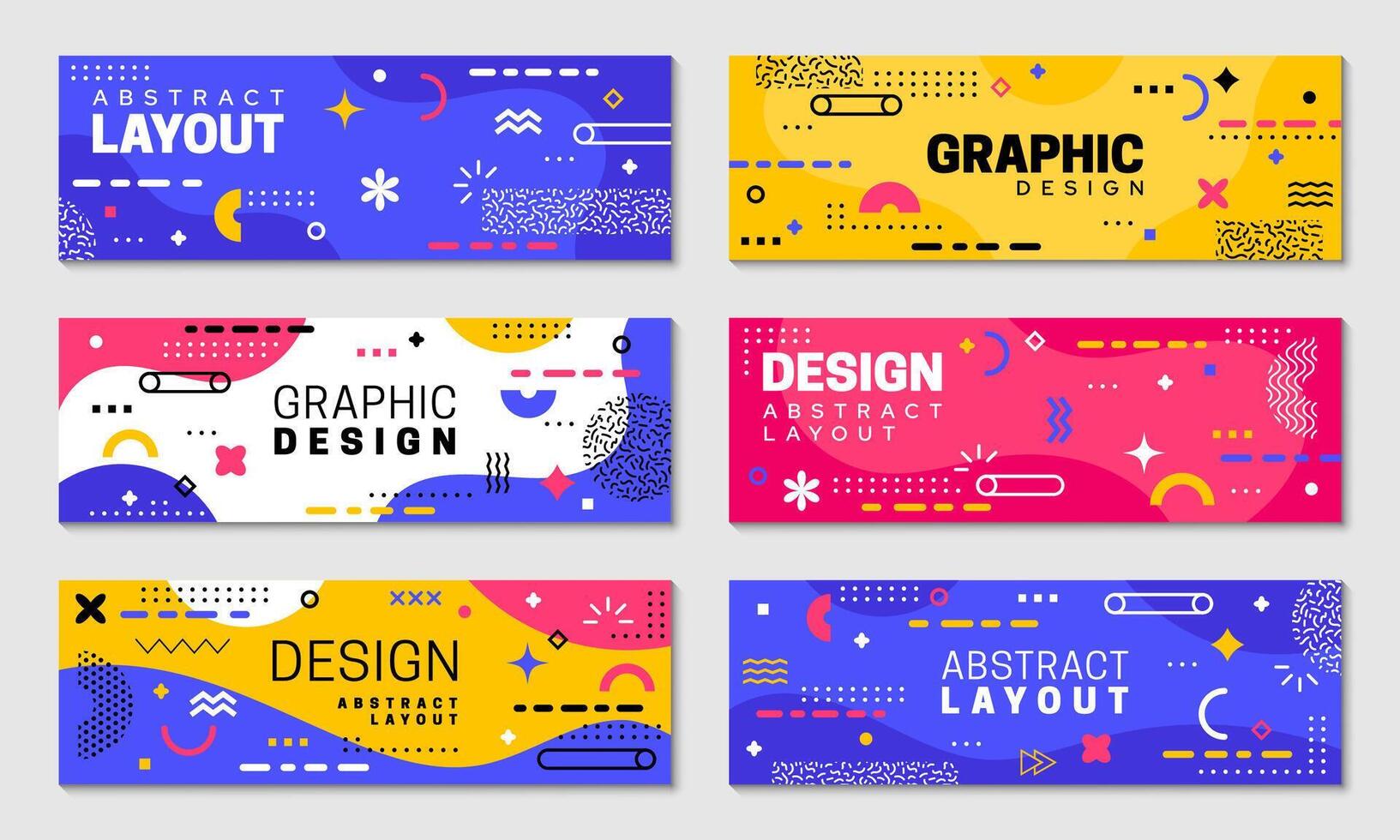 Geometric Memphis banners with abstract patterns vector