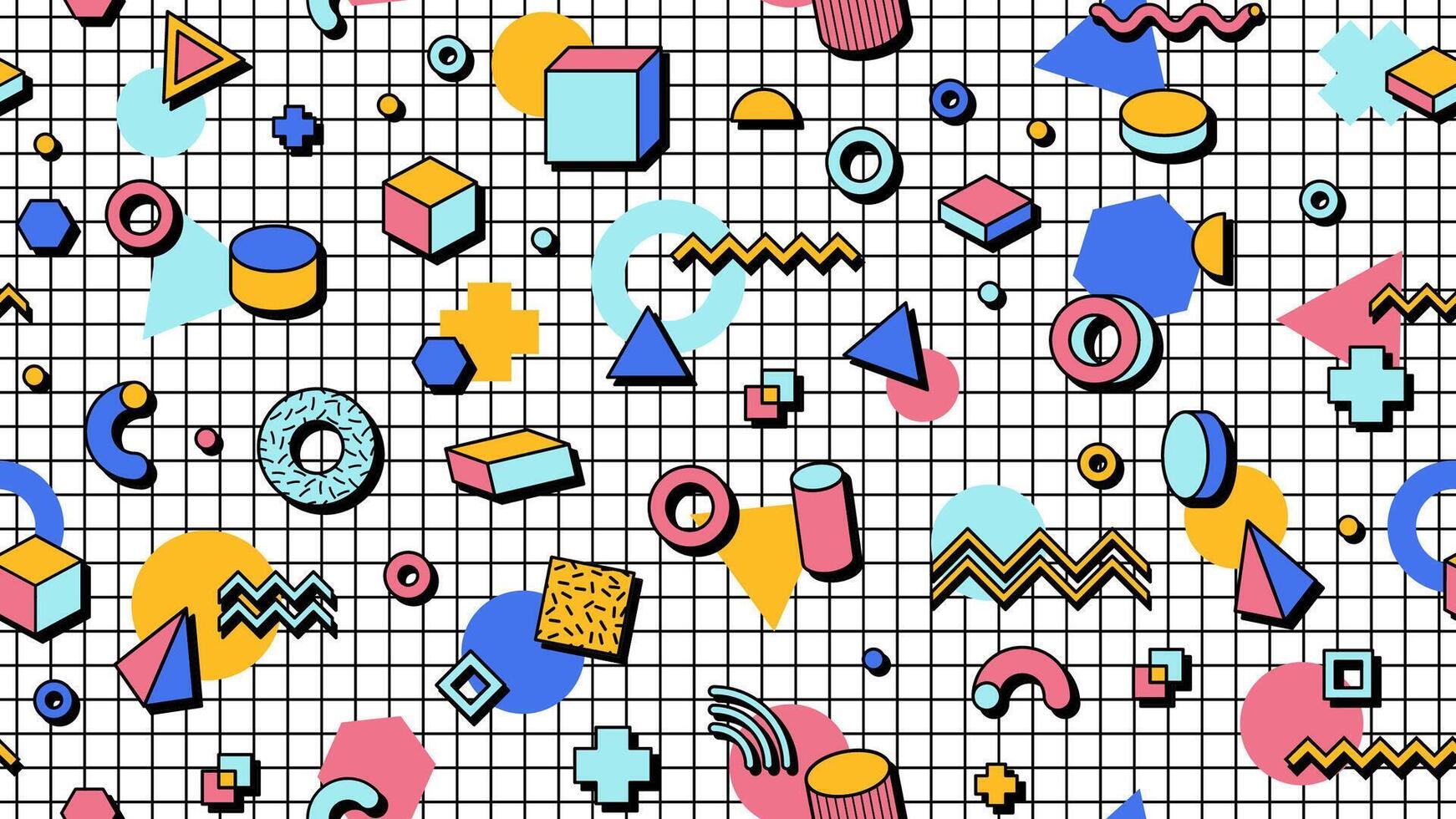 Abstract Memphis seamless pattern with shapes vector