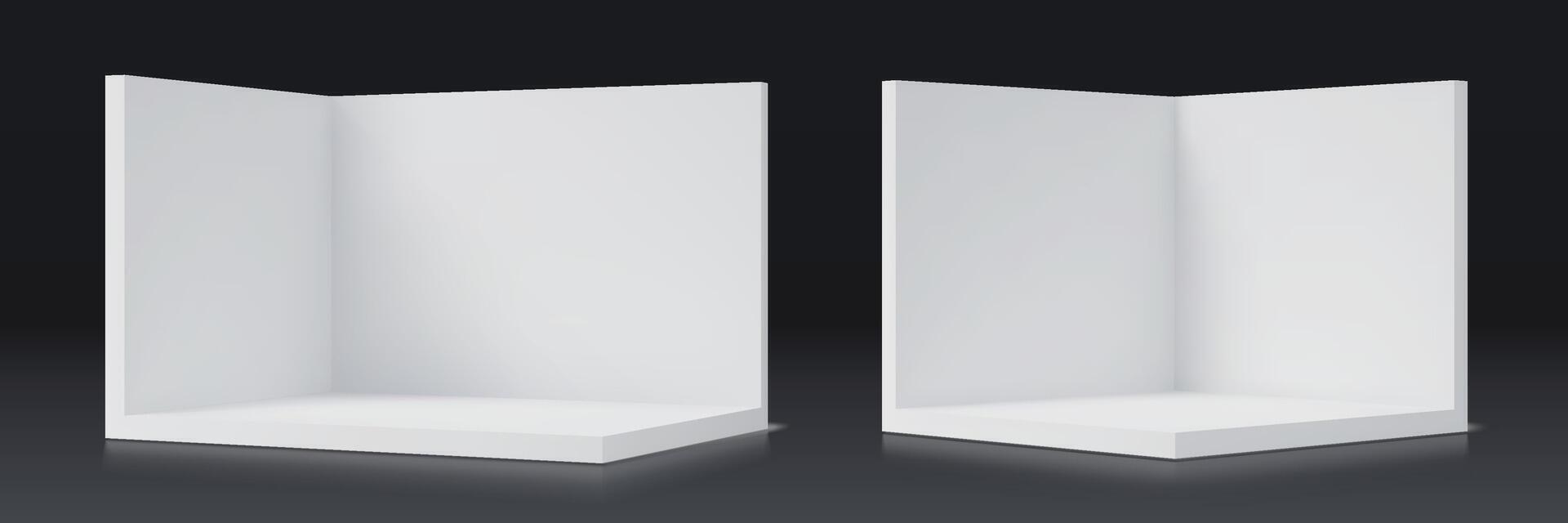 3d corner wall room minimalist mockup white box vector