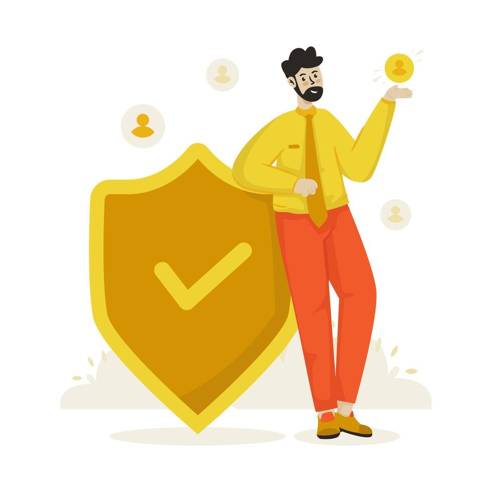 Insurance broker client protection flat illustration vector