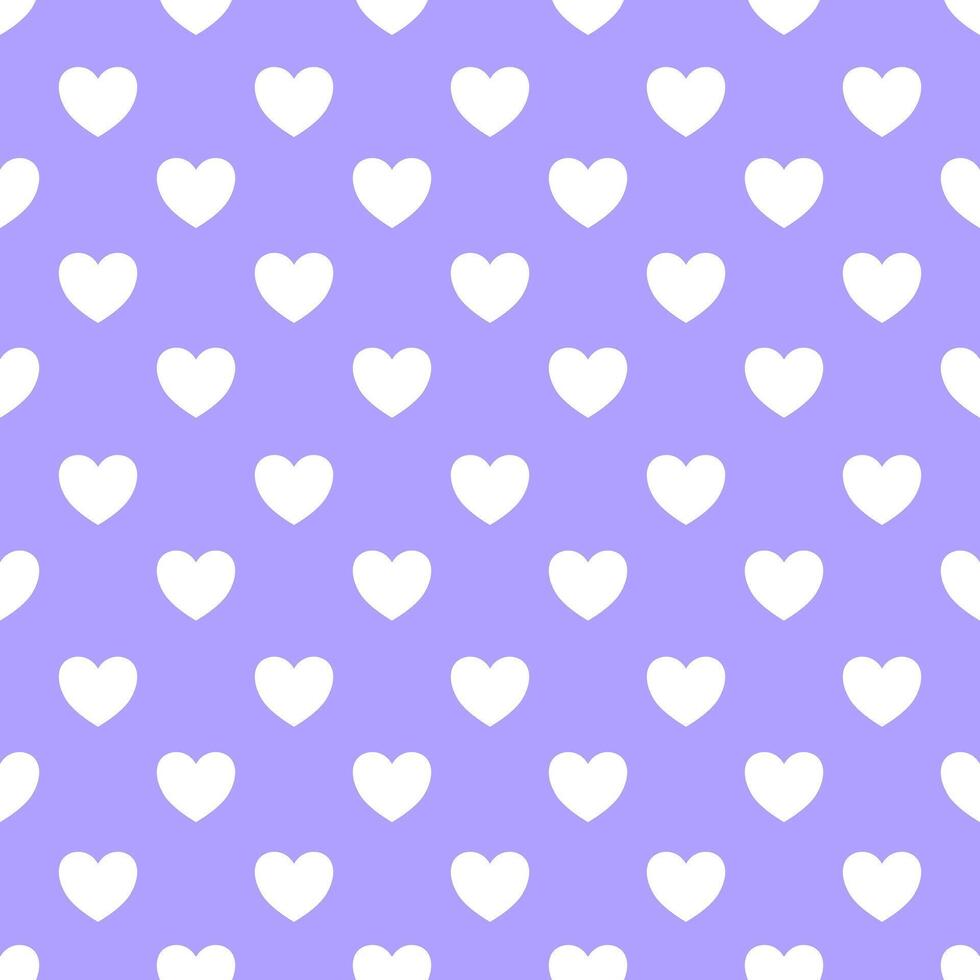 Seamless pattern of white hearts on a light purple background vector
