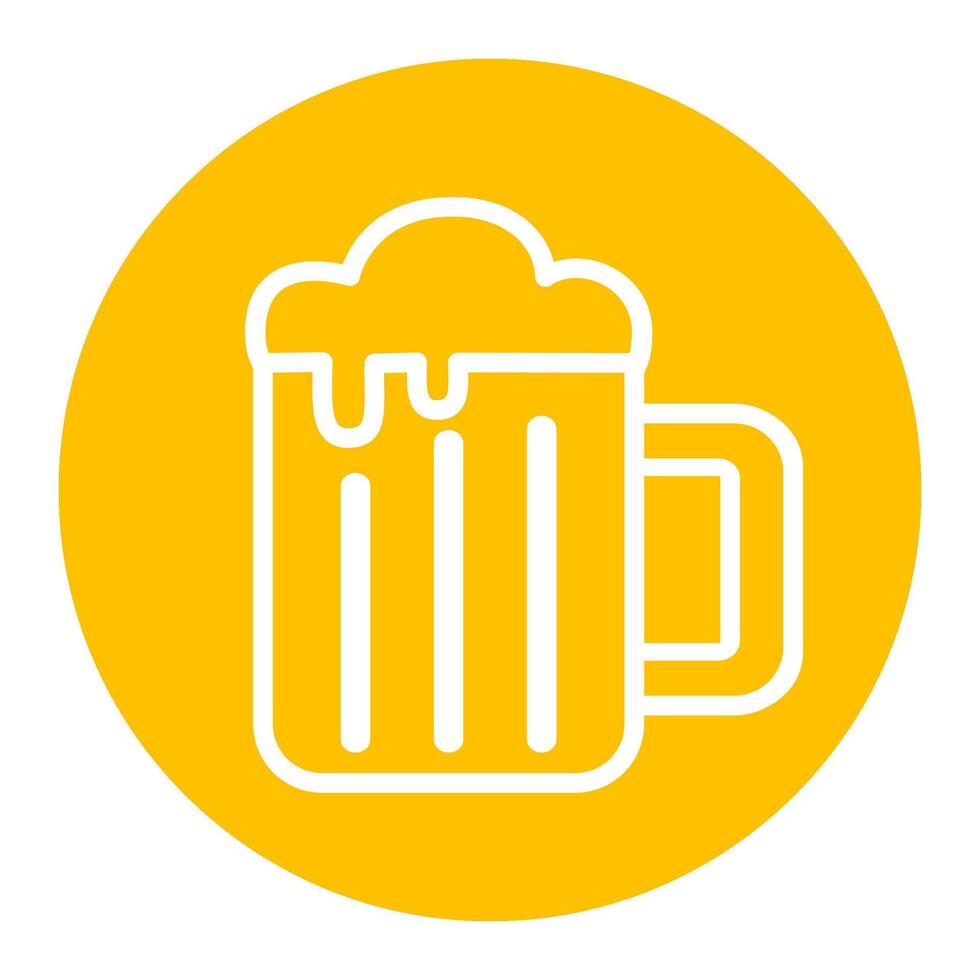 Glass of beer in yellow circle. vector