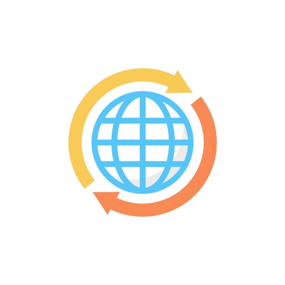 Global communication icon, symbolizing worldwide interaction and connectivity. vector