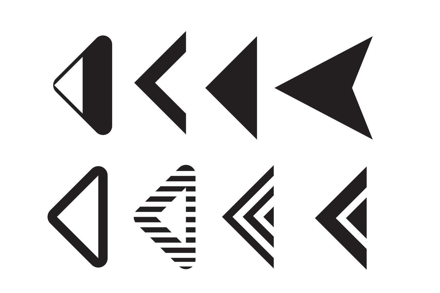 Set of illustrations of black arrows and arrows collection icons. vector
