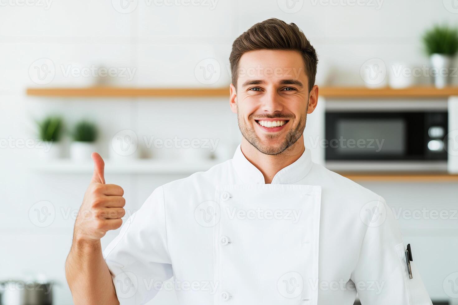 a man in a chef uniform giving the thumbs up photo
