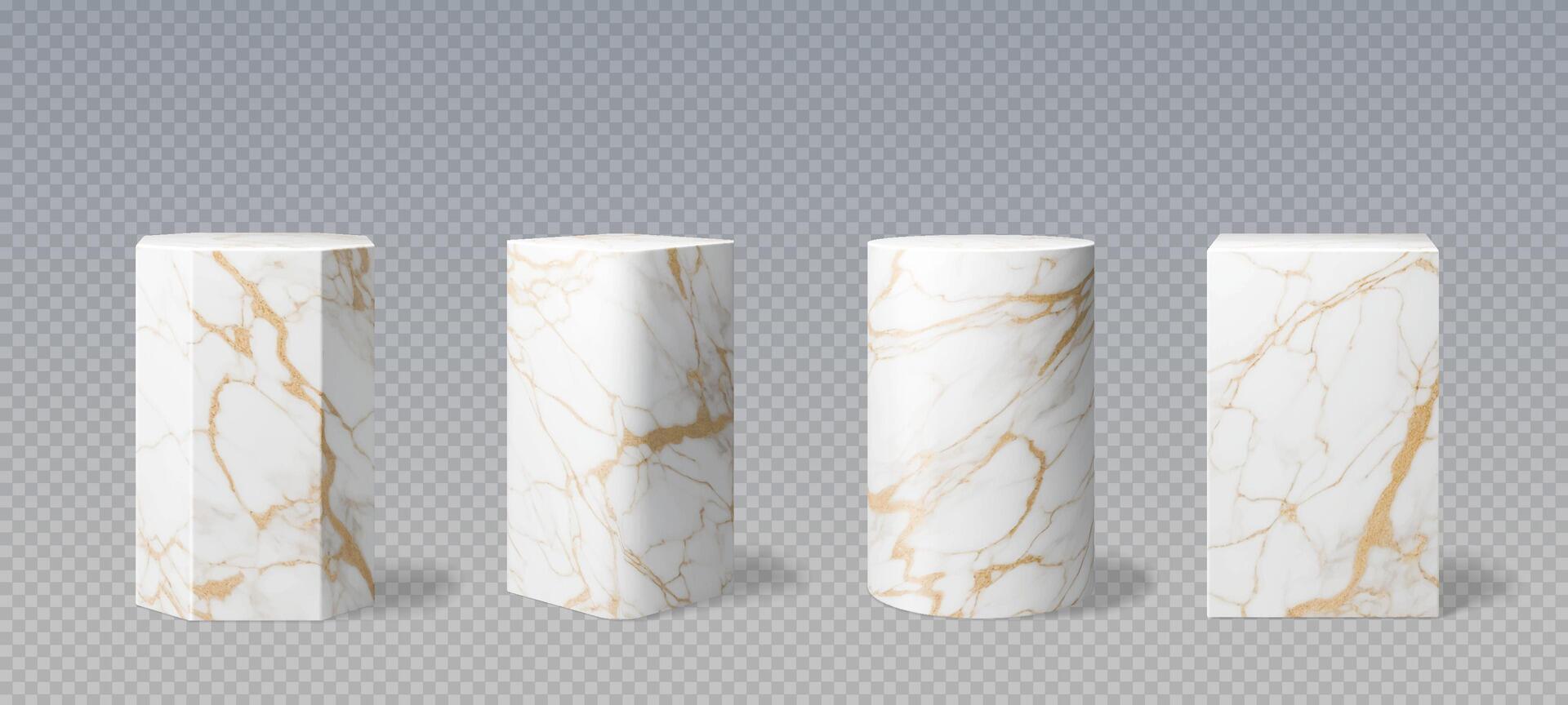 marble stone pillar podiums with golden streaks vector