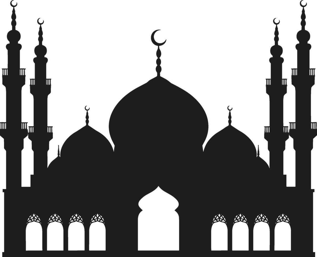 Islamic Mosque Silhouette - Elegant Minarets and Domes for Religious and Cultural Design vector