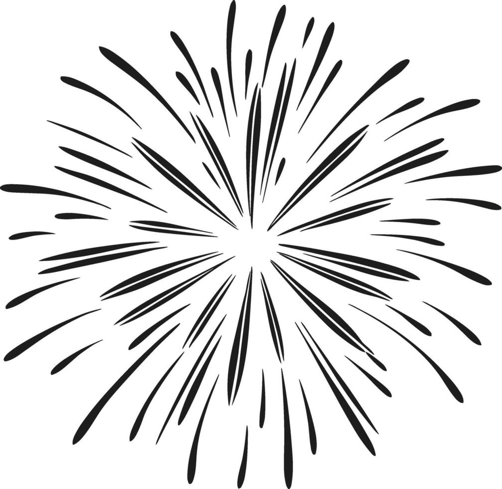 Hand-Drawn Firework Silhouette - Radiating Burst Design for Celebrations vector