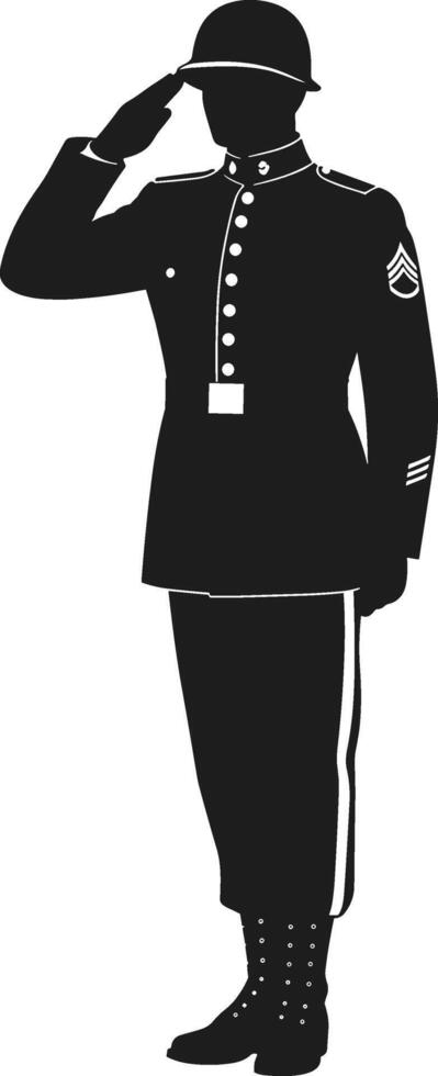 Military Soldier Saluting Side View - Black Silhouette Illustration vector