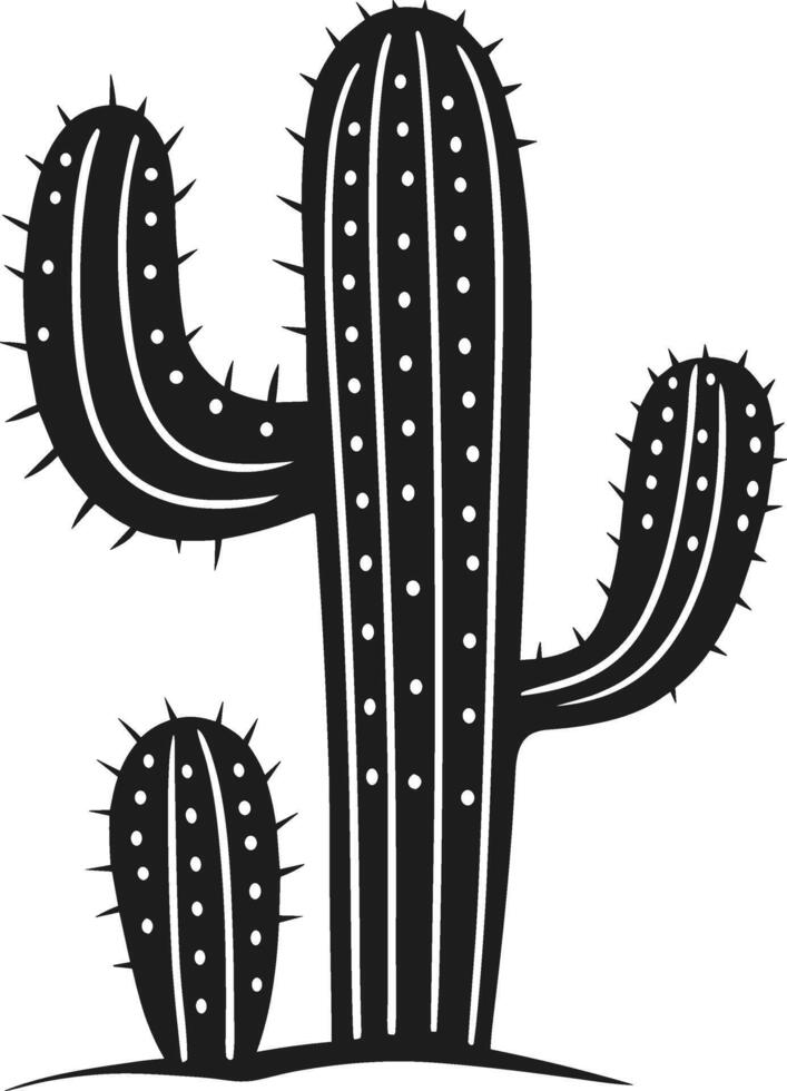 Desert Cactus Silhouette - Black Illustration of a Saguaro Plant vector