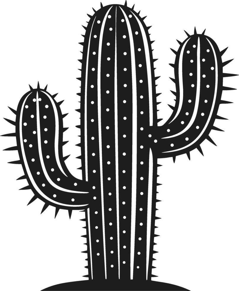 Cactus Silhouette - Black Saguaro Desert Plant Illustration vector
