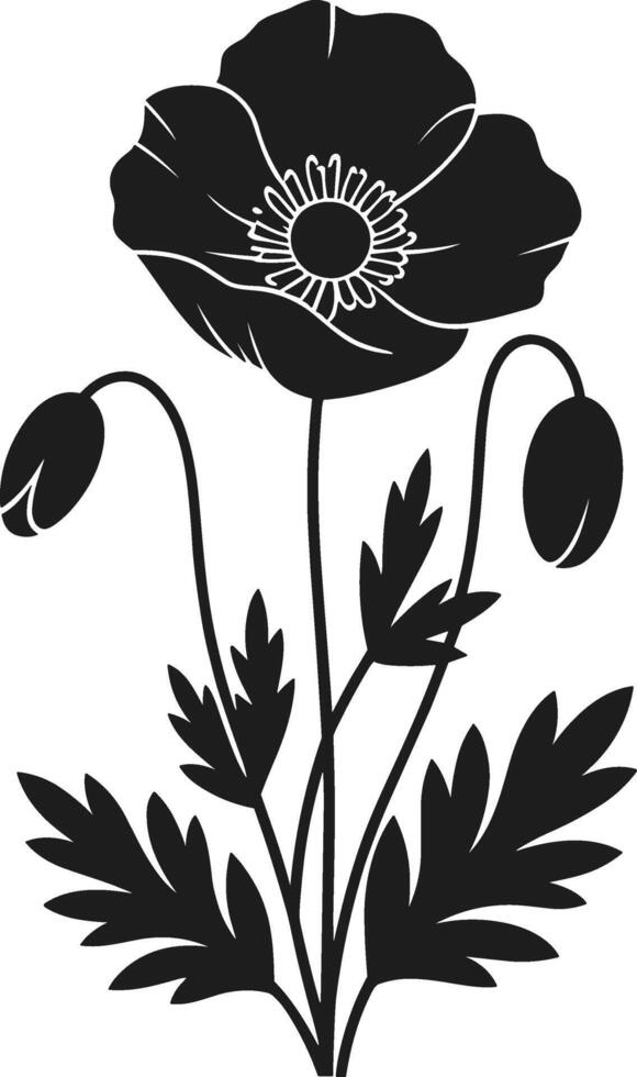 Poppy Silhouette Illustration - Elegant Botanical Flower Design vector