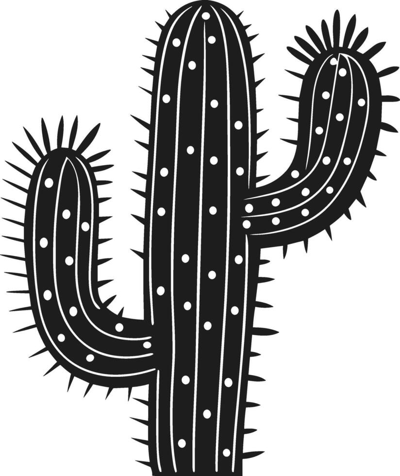 Saguaro Cactus Silhouette - Black Illustration of a Prickly Desert Plant vector