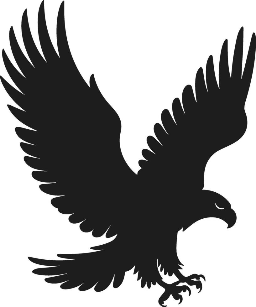Flying Eagle Silhouette - Majestic Bird of Prey in Black Illustration vector